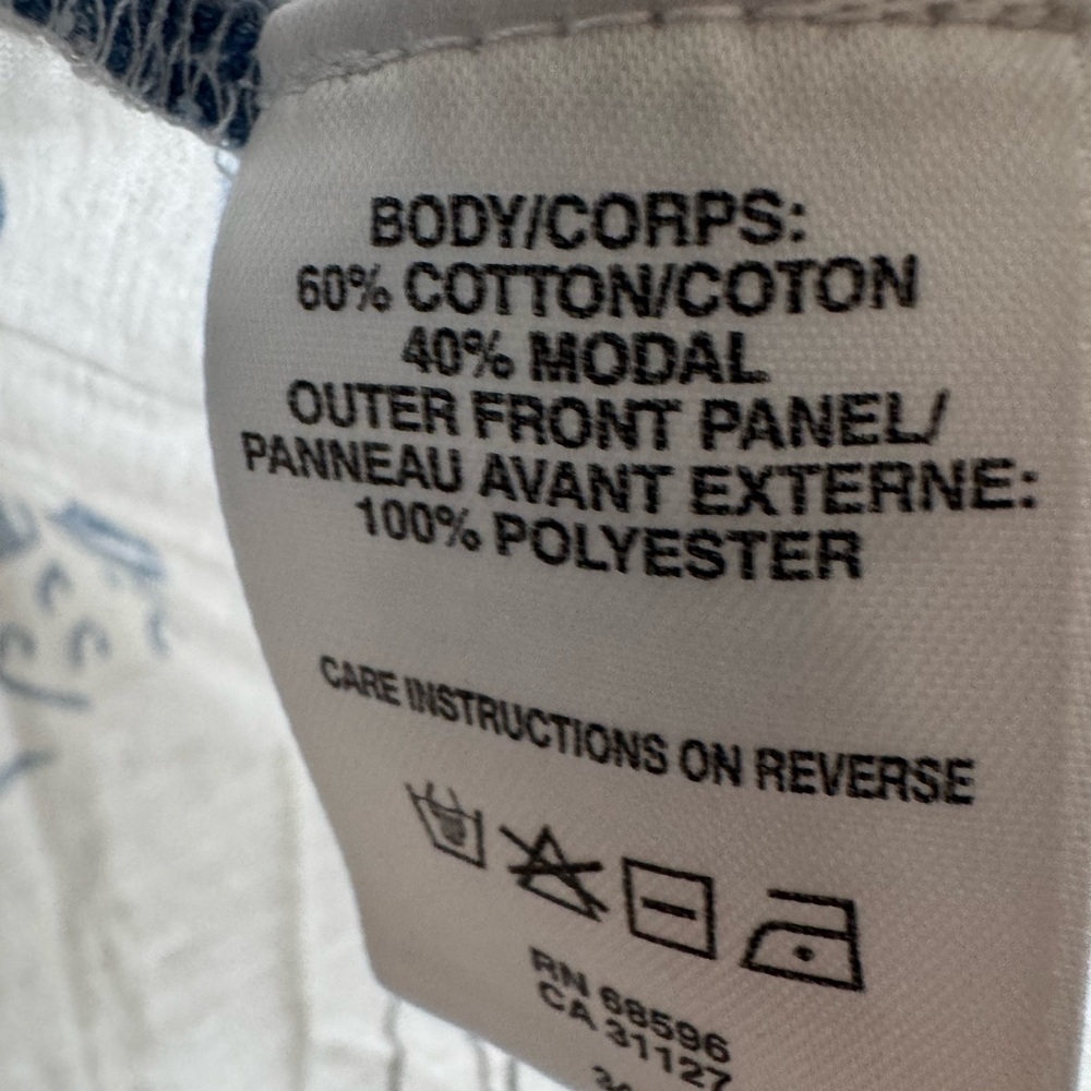 DKNYC White Blue Graphic Blouse - Picture 4 of 6